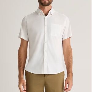 Quince NWT Commuter Stretch Pique Short Sleeve Button Down in White Large